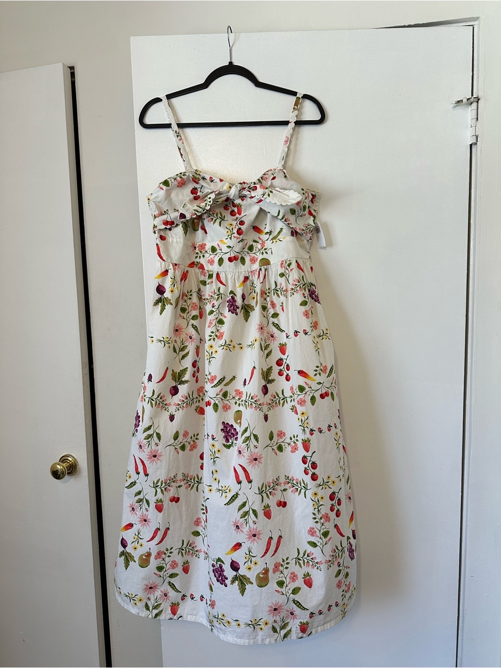 Old Navy White Sundress with Multicolor Fruit & Floral Print